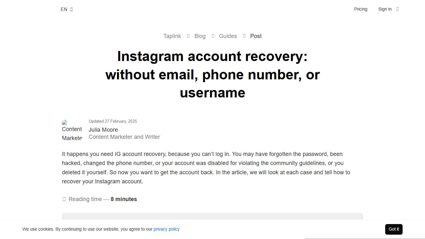 Instagram account recovery: without email, phone number, or username